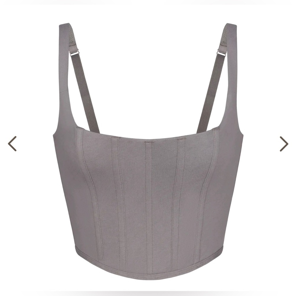 NWT SKIMS COTTON CORSET BUSTIER Size Small in Charcoal - Picture 1 of 5